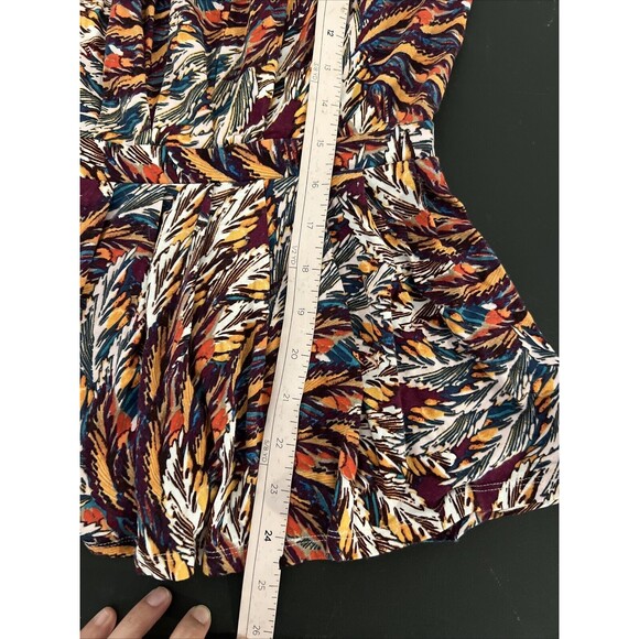 Deletta Corbara Peplum Tank Top Pleated Size Small Anthropologie Feather Print - Picture 13 of 13